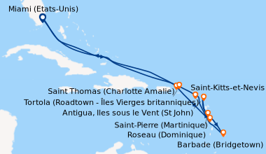 Itinéraire de la croisière Miami (Etats-Unis), En mer, En mer, Saint Tho...