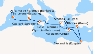 Itinéraire de la croisière Barcelone (Espagne), Palma de Majorque (Baléa...