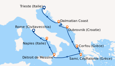 Itinéraire de la croisière Trieste (Italie), Dalmatian Coast, Dubrovnik ...