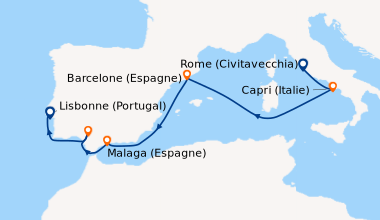 Itinéraire de la croisière Rome (Civitavecchia), Capri (Italie), En mer,...