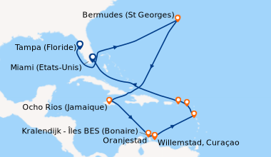 Itinéraire de la croisière Tampa (Floride), En mer, Bermudes (St Georges...
