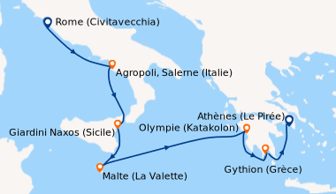 Itinéraire de la croisière Rome (Civitavecchia), Agropoli, Salerne (Ital...