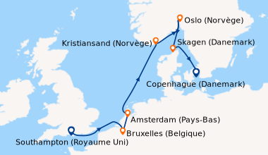 Itinéraire de la croisière Southampton (Royaume Uni) , Bruxelles (Belgiq...