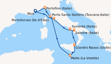 Itinéraire de la croisière En mer, Porto Santo Stefano (Toscane,Italie),...