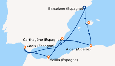 Itinéraire de la croisière Barcelone (Espagne), Palma de Majorque (Baléa...