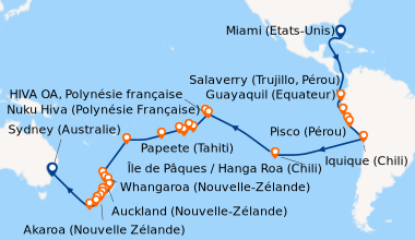 Carte de l'itinéraire de la croisière