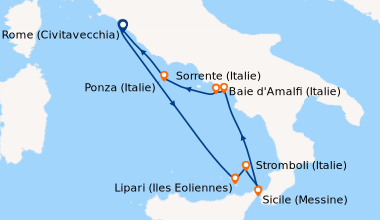 Itinéraire de la croisière Rome (Civitavecchia), En mer, Lipari (Iles Eo...