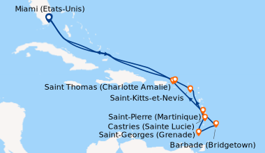 Itinéraire de la croisière Miami (Etats-Unis), En mer, En mer, Saint Tho...