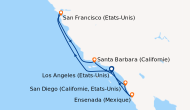 Itinéraire de la croisière Los Angeles (Etats-Unis), En mer, San Francis...