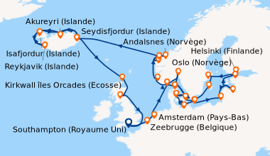 Itinéraire de la croisière Southampton (Royaume Uni) , Bruxelles (Belgiq...