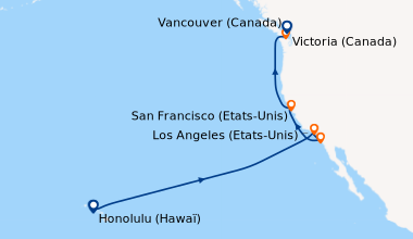 Itinéraire de la croisière Honolulu (Hawaï), En mer, En mer, En mer, En ...