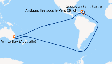 Itinéraire de la croisière Antigua, Iles sous le Vent (St John), Gustavi...