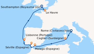 Carte de l'itinéraire de la croisière