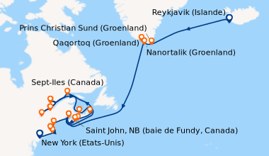 Itinéraire de la croisière Reykjavik (Islande), Reykjavik (Islande), En ...