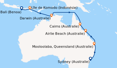 Itinéraire de la croisière Bali (Benoa), Lîle de Komodo (Indonésie), En ...