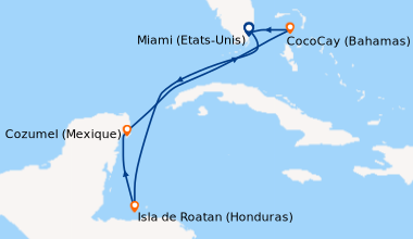 Itinéraire de la croisière Miami (Etats-Unis), En mer, Isla de Roatan (H...