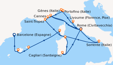 Itinéraire de la croisière Rome (Civitavecchia), Livourne (Florence, Pis...