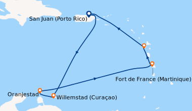 Itinéraire de la croisière San Juan (Porto Rico), En mer, Willemstad (Cu...