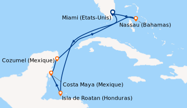 Itinéraire de la croisière Miami (Etats-Unis), En mer, Isla de Roatan (H...
