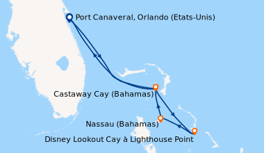Itinéraire de la croisière Port Canaveral, Orlando (Etats-Unis), Castawa...