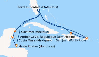 Itinéraire de la croisière Fort Lauderdale (Etats-Unis), En mer, Cozumel...
