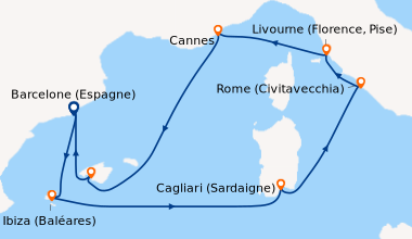 Itinéraire de la croisière Barcelone (Espagne), Ibiza (Baléares), En mer...