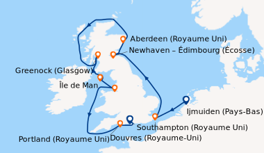 Itinéraire de la croisière Ijmuiden (Pays-Bas), En mer, Aberdeen (Royaum...