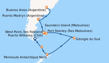 Itinéraire de la croisière Puerto Williams (Chili), Traversée du passage...