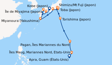 Itinéraire de la croisière Apra, Guam,(États-Unis), Saipan (îles Mariann...