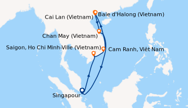Itinéraire de la croisière Singapour, En mer, Saigon, Ho Chi Minh-Ville ...