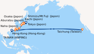 Itinéraire de la croisière Hong-Kong (Hong-Kong), En mer, Keelung (Taiwa...