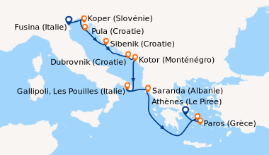 Itinéraire de la croisière Fusina (Italie), Koper (Slovénie), Pula (Croa...