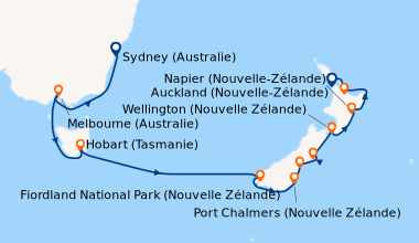 Itinéraire de la croisière Sydney (Australie), En mer, Melbourne (Austra...