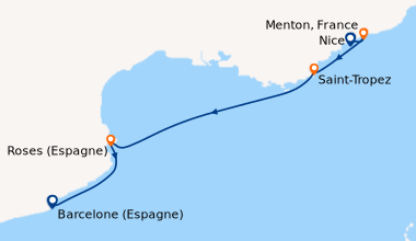Itinéraire de la croisière Nice, Menton, France, Saint-Tropez, Saint-Tro...