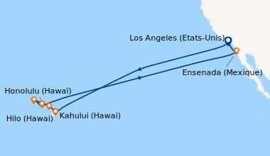 Itinéraire de la croisière Los Angeles (Etats-Unis), En mer, En mer, En ...