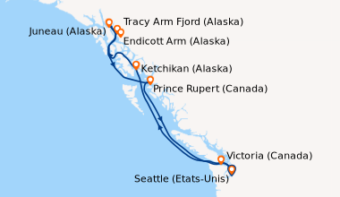 Itinéraire de la croisière Seattle (Etats-Unis), Ketchikan (Alaska), Jun...
