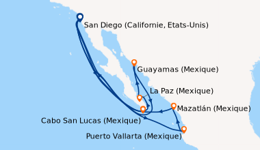 Itinéraire de la croisière San Diego (Californie, Etats-Unis), En mer, E...
