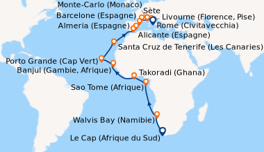 Itinéraire de la croisière Le Cap (Afrique du Sud), En mer, Walvis Bay (...