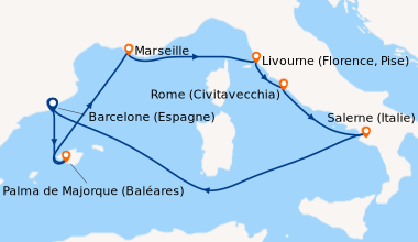 Itinéraire de la croisière Barcelone (Espagne), Palma de Majorque (Baléa...