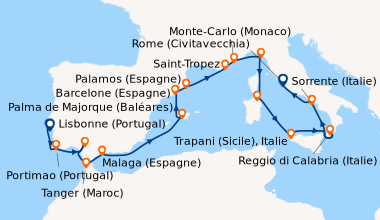 Itinéraire de la croisière Lisbonne (Portugal), Portimao (Portugal), Sév...