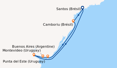 Itinéraire de la croisière Santos (Brésil), Camboriu (Brésil), En mer, P...