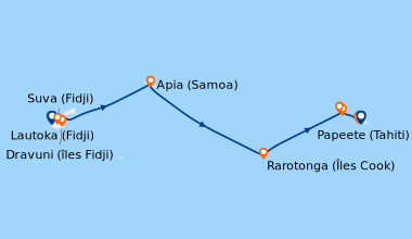 Itinéraire de la croisière Lautoka (Fidji), Dravuni (îles Fidji), Suva (...