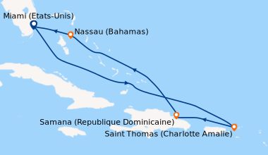 Itinéraire de la croisière Miami (Etats-Unis), En mer, En mer, Saint Tho...