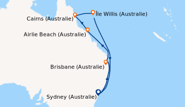 Itinéraire de la croisière Sydney (Australie), En mer, Brisbane (Austral...