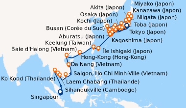 Itinéraire de la croisière Singapour, En mer, En mer, Laem Chabang (Thaï...