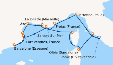 Itinéraire de la croisière Rome (Civitavecchia), En mer, Portofino (Ital...