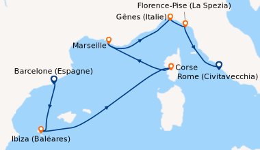 Itinéraire de la croisière Barcelone (Espagne), Ibiza (Baléares), En mer...