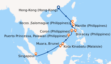 Itinéraire de la croisière Hong-Kong (Hong-Kong), En mer, Ilocos ,Saloma...