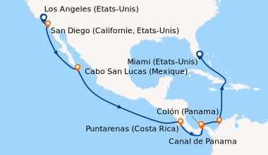Itinéraire de la croisière Los Angeles (Etats-Unis), San Diego (Californ...