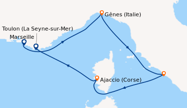 Itinéraire de la croisière France, Italie, Corse (France)